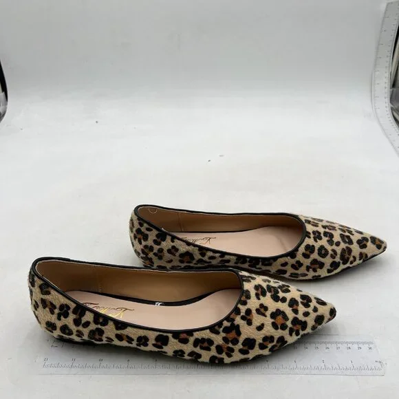 FOWT Women Comfortable Slip On Pointed Toe Flat Heel Pumps Flats Leopard Shoes - Picture 4 of 8